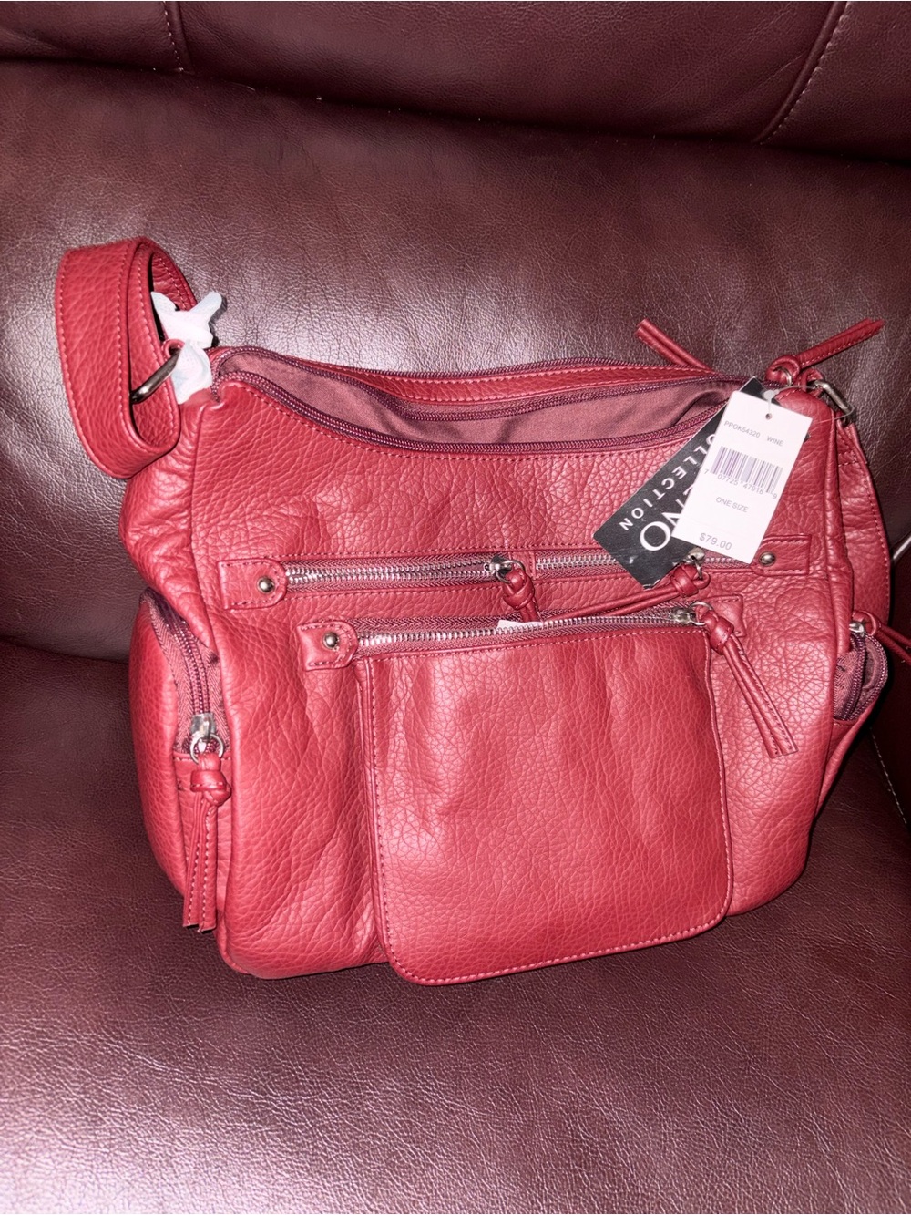 Red Leather Crossbody Bag -